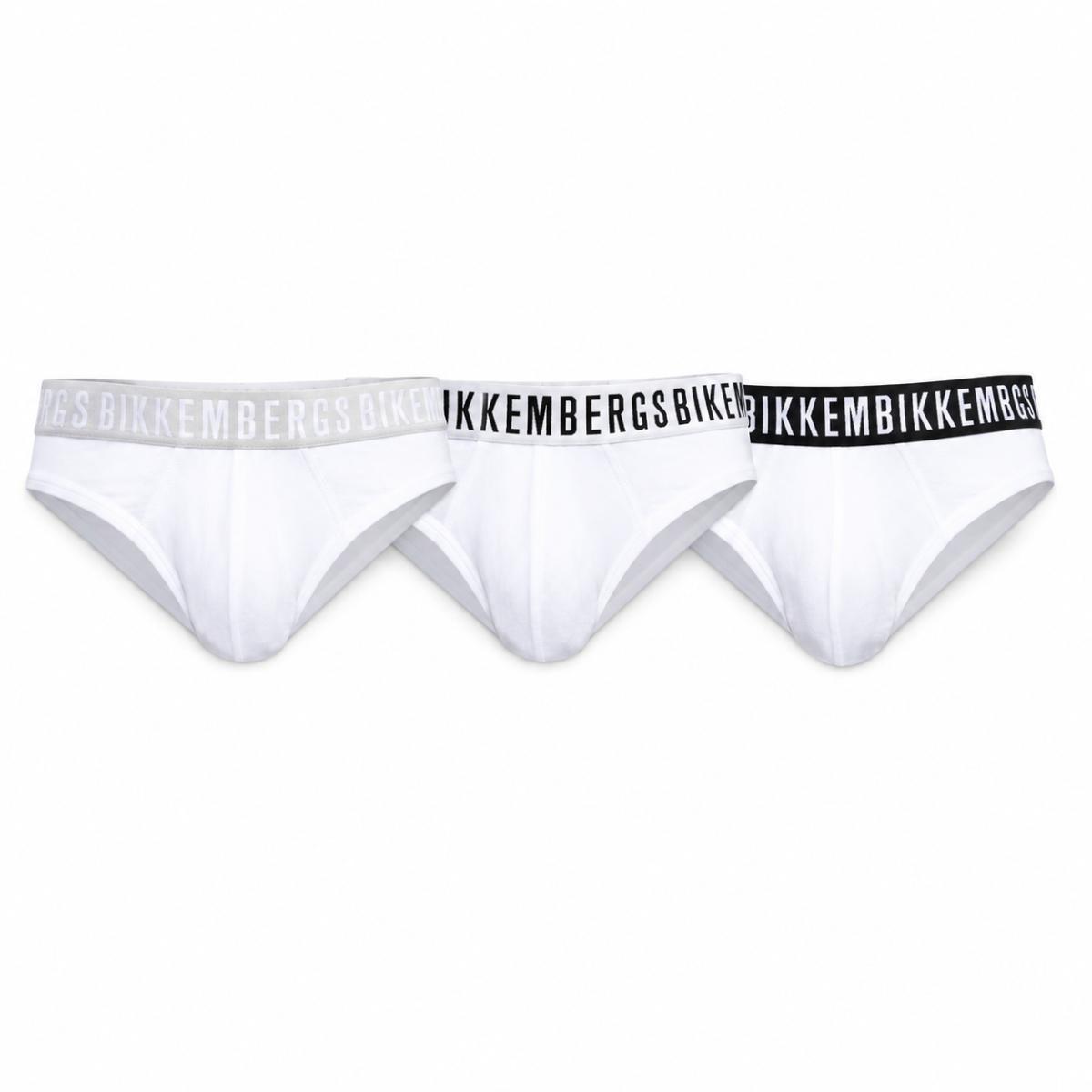 BIKKEMBERGS UNDERWEAR 3 Boxer Uomo Elastico Esterno BKK003T-Bianco