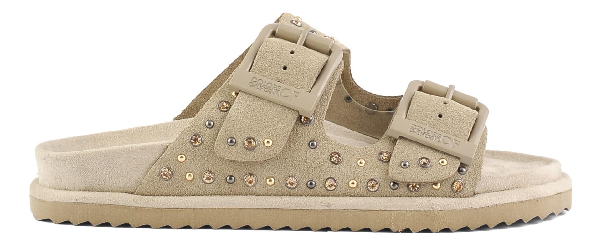 Colors of California Two buckle sandal with studs MUD 36