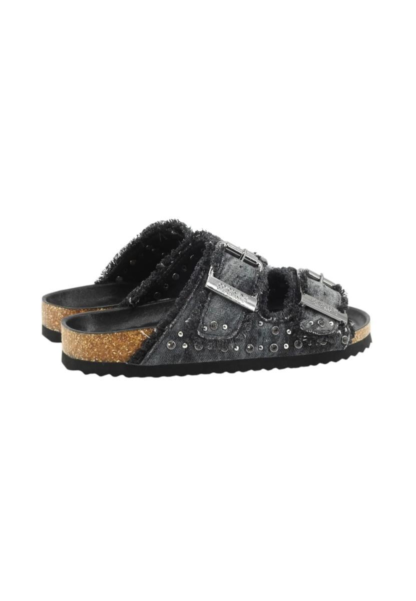 Colors of California two buckle denim sandal DEN 36-Nero