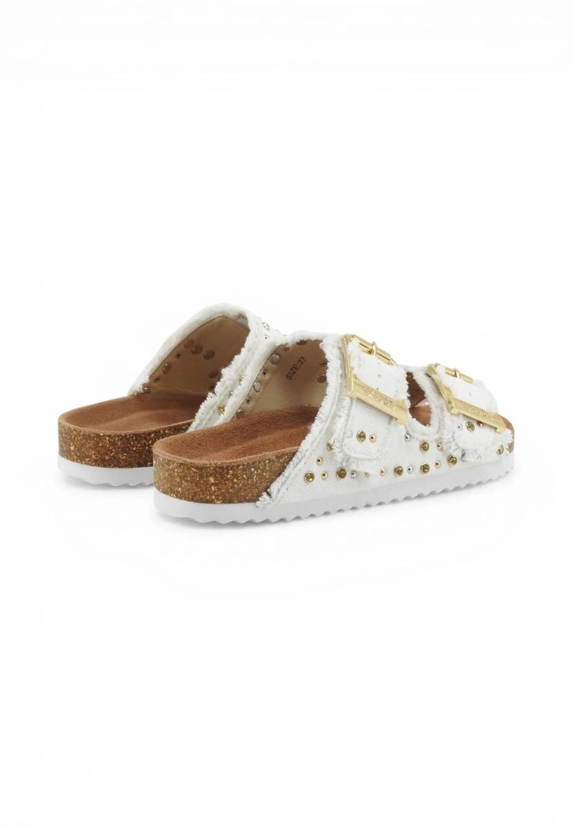 Colors of California two buckle denim sandal DEN 36-Bianco