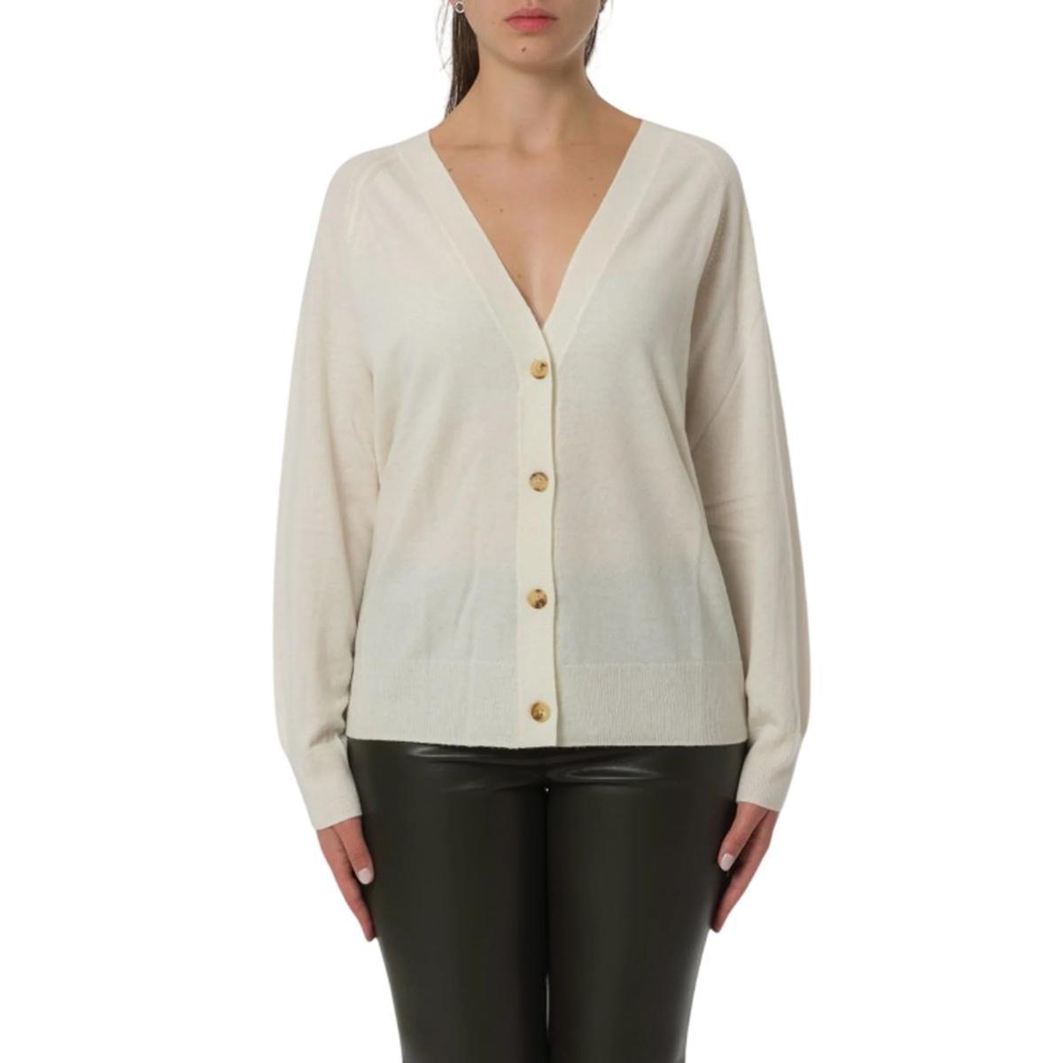 Cardigan Donna in lana e cashmere Bianco-Bianco