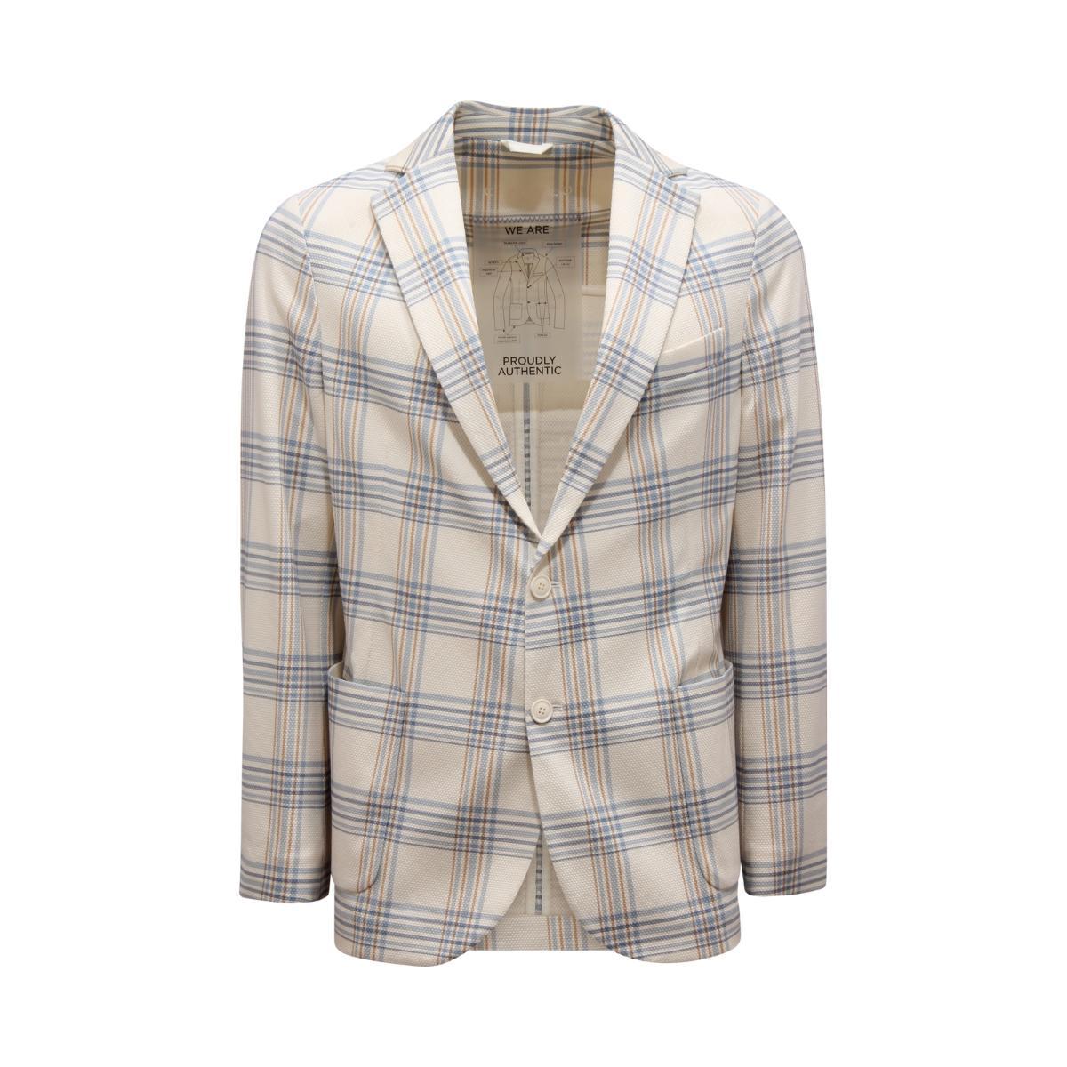P1050 GIACCA UOMO CIRCOLO 1901 OXFORD MAN CHECKED JACKET-TURCHESE