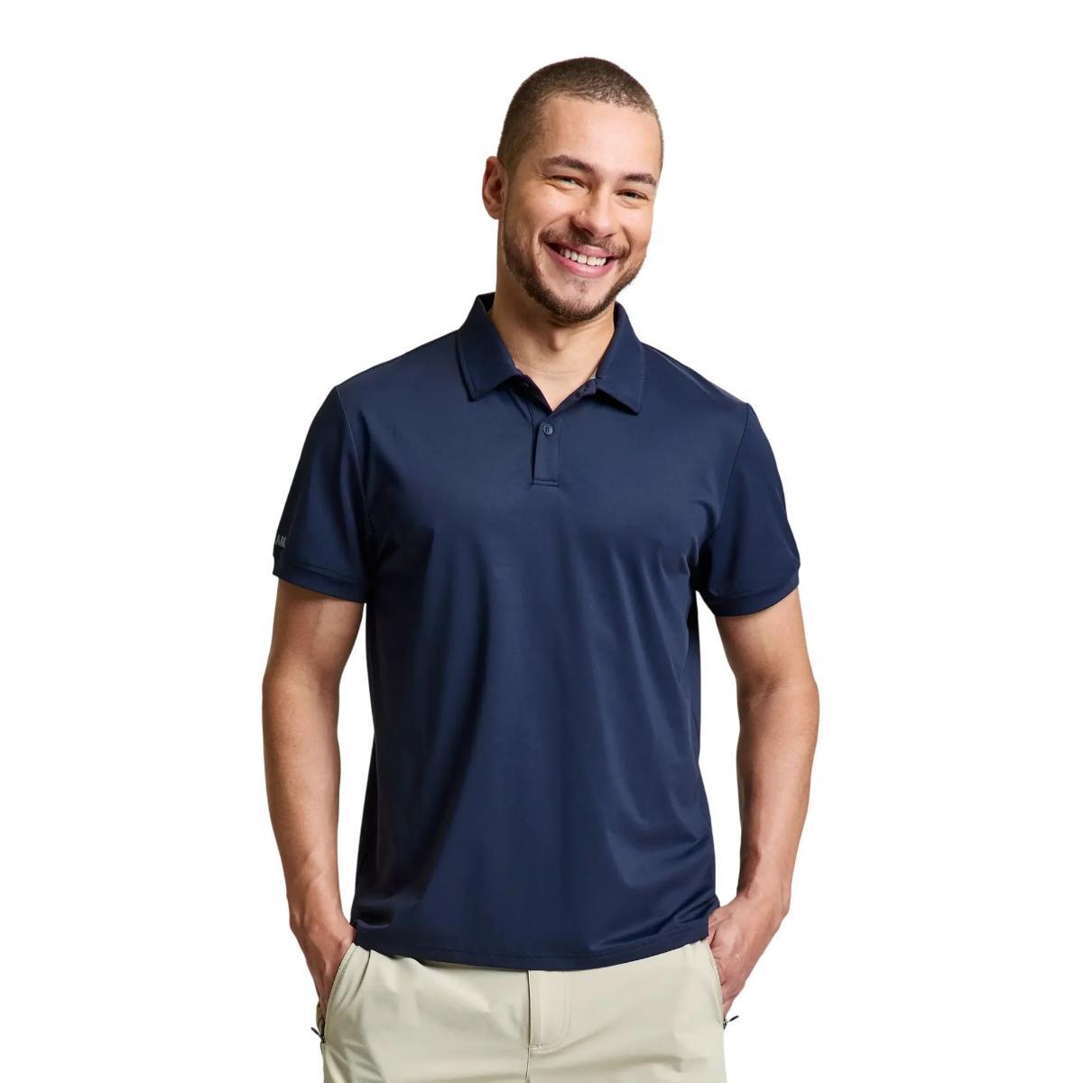 Polo Uomo Tech Pique Blu due bottoni-Multicolore