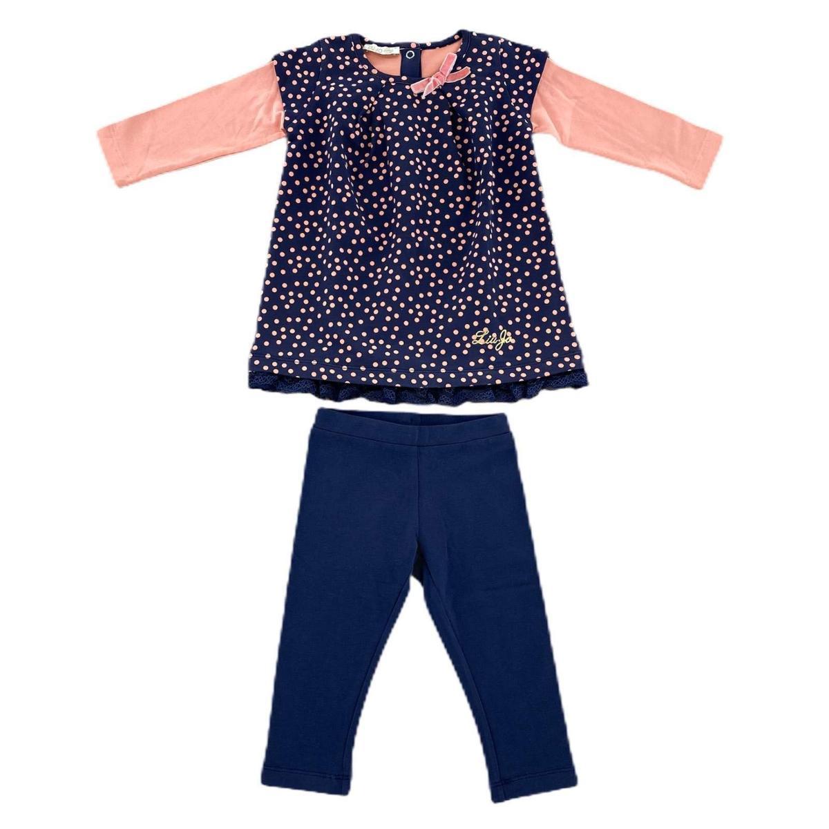 A75  completo bimba GIRL LIU-JO BABY vestito + leggins dress + pants kids-Blu