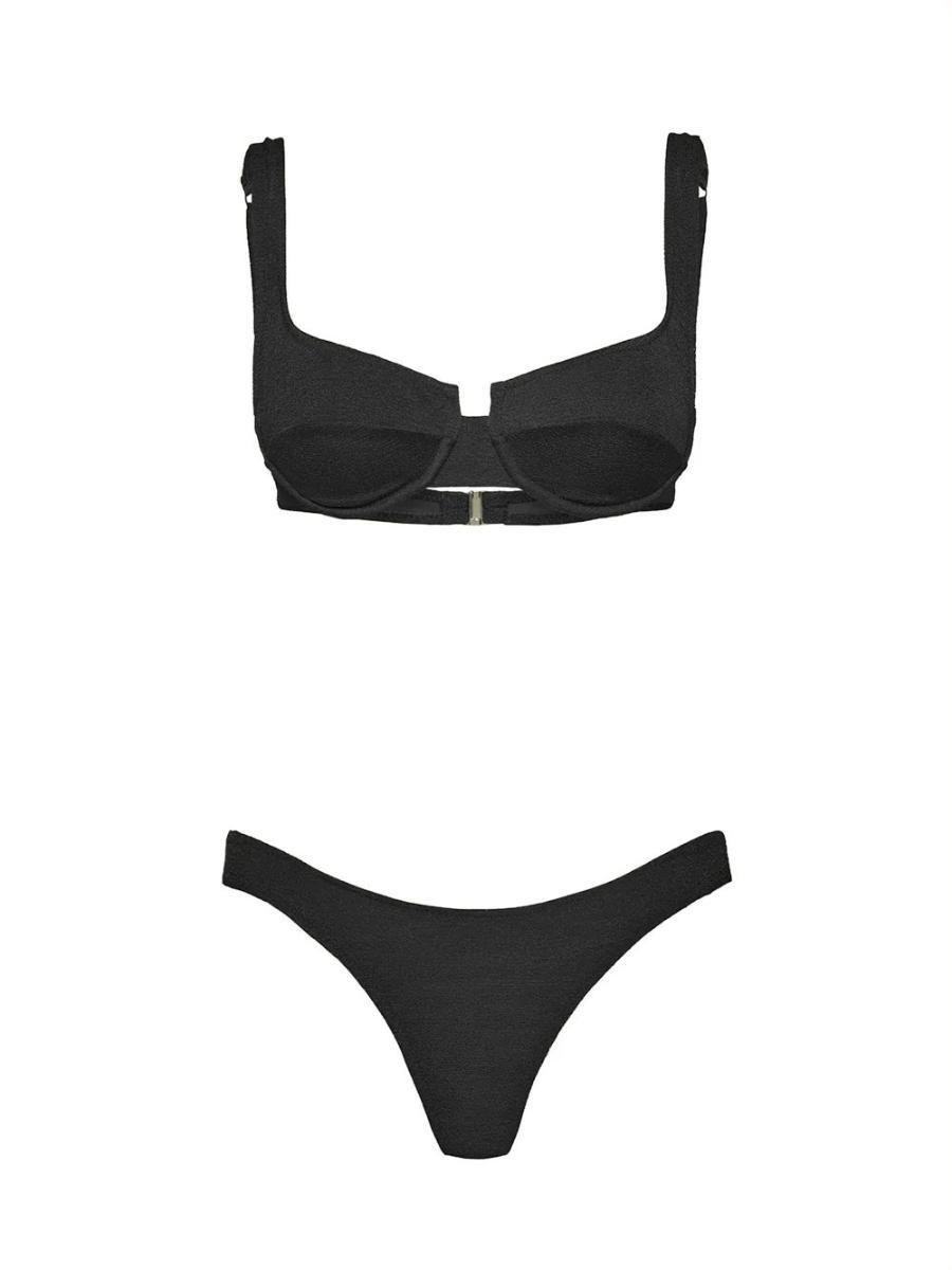 Costume bikini con reggiseno ferretto e brasiliano fisso EFFEK Donna - Nero