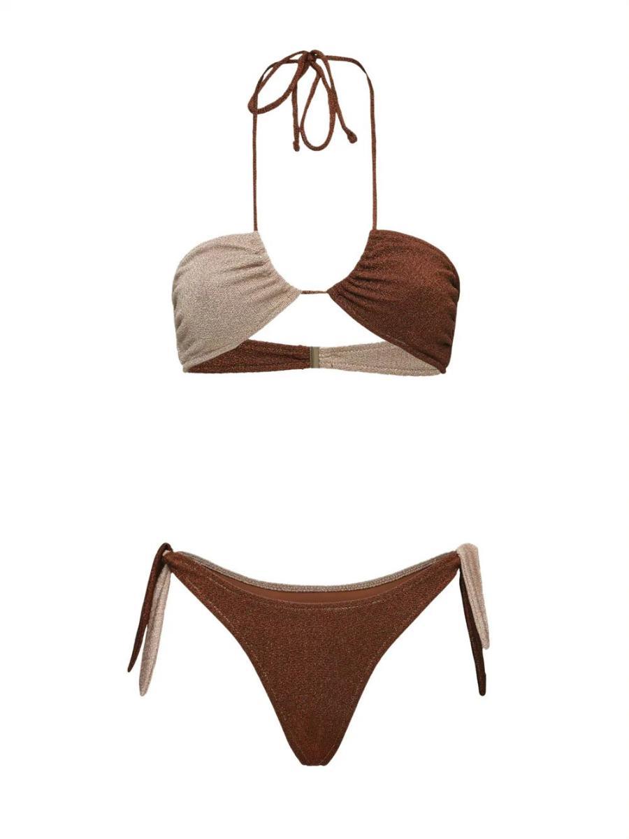 Costume bikini con fascia e americano regolabile EFFEK Donna - Marrone