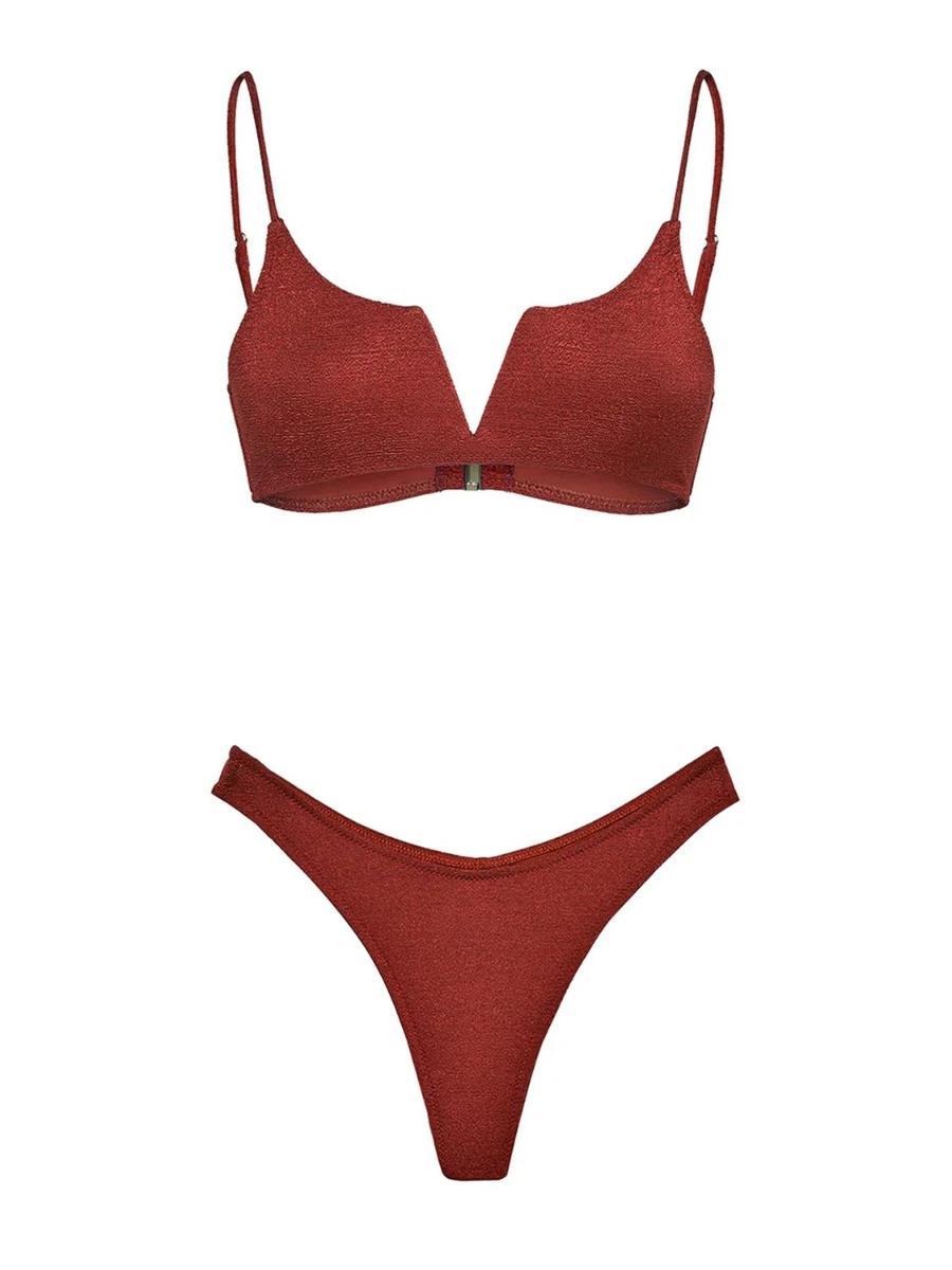 F**K Bikini Donna Top Fisso con Ferretto e Slip Americano Fisso Ruggine SW1805-RU