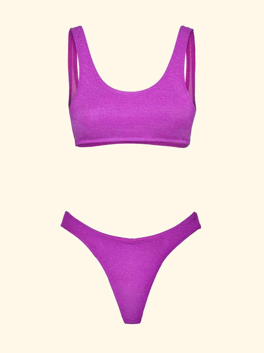 F**K Bikini Donna Top con Slip Americano Fisso Viola SW1807-PR-Purple