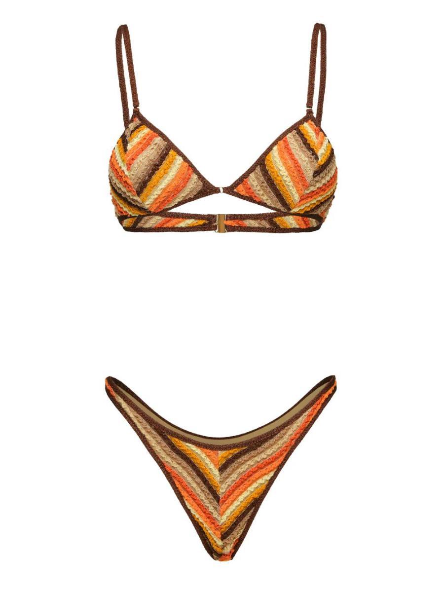 F**K Bikini Donna Top con Slip Americano Fisso Marrone SW0752-BN