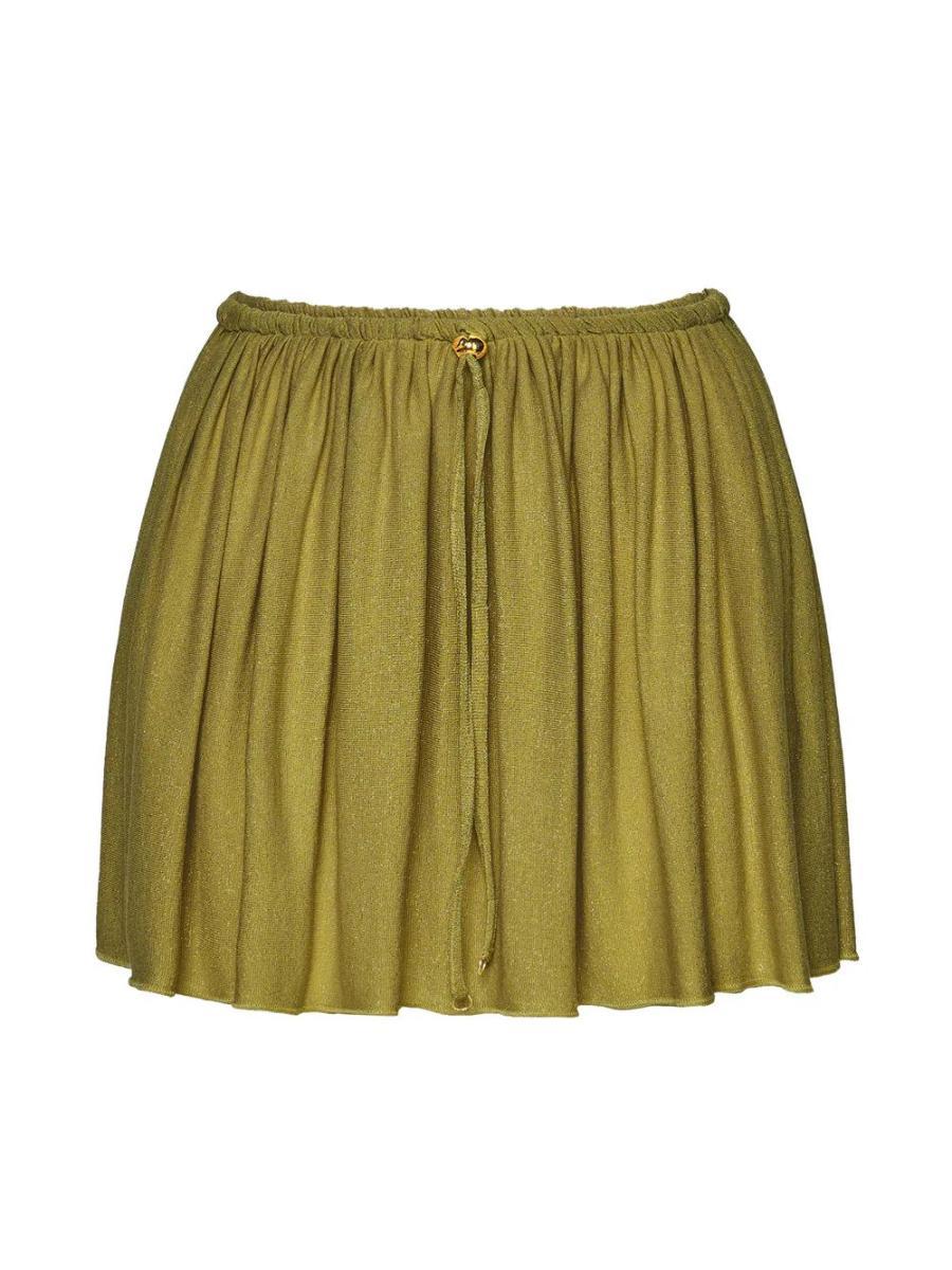Military Green Me Fui - Gonna longuette da donna in lurex rayon-Verde
