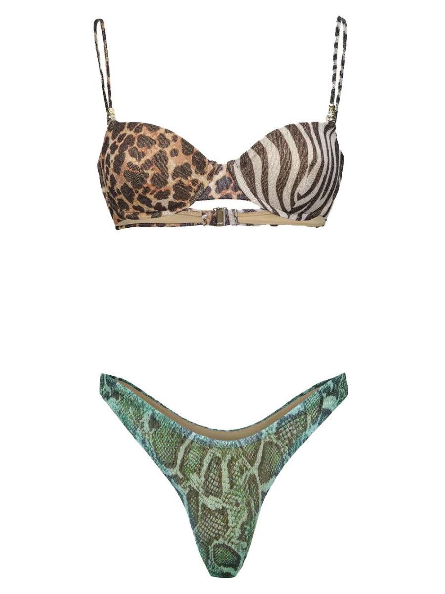 F**K Bikini Donna Reggiseno con Ferretto e Slip Americano Fisso Fantasia SW0141-X10