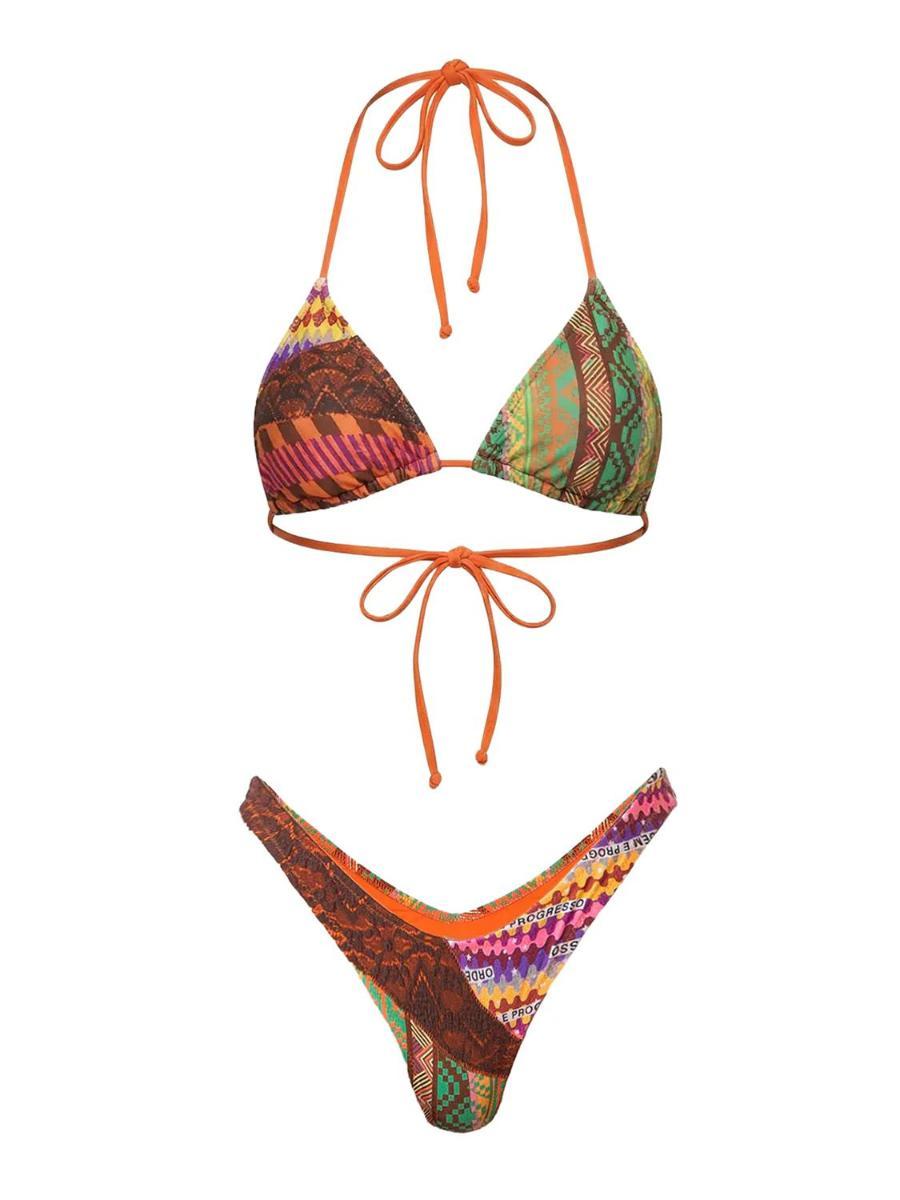 F**K Bikini Multicolore da Donna con Fantasia-Multicolore