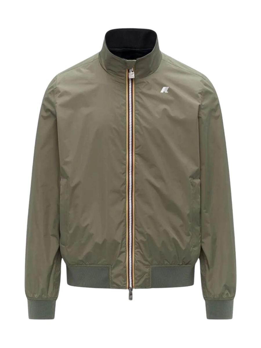 K-Way Giacca Bomber Impermeabile Arsene Plus.2 Reversibile Colore Marino-Verde Lichene / Nero