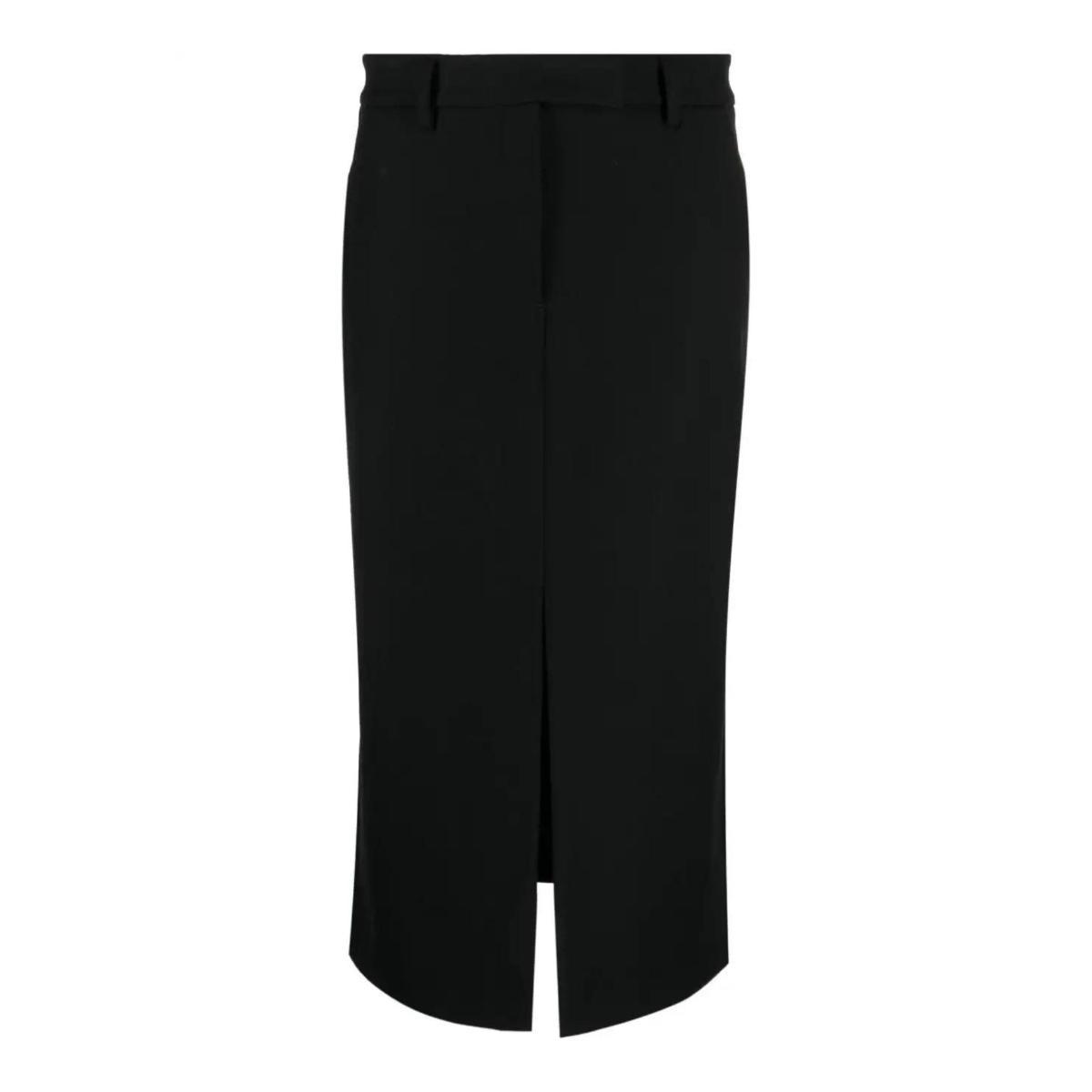 Gonna Donna midi in misto lana-Nero
