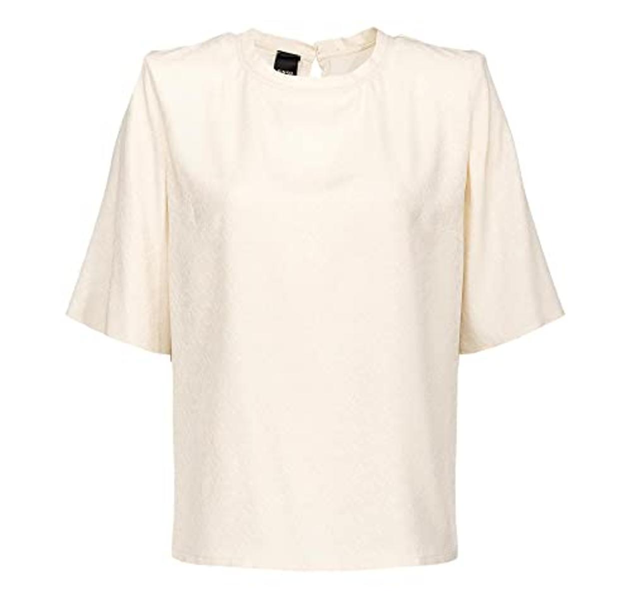 PINKO Blusa Donna Baffuto Crepe De Chine Jacquard Logo Col Rosa Fumo Bianco