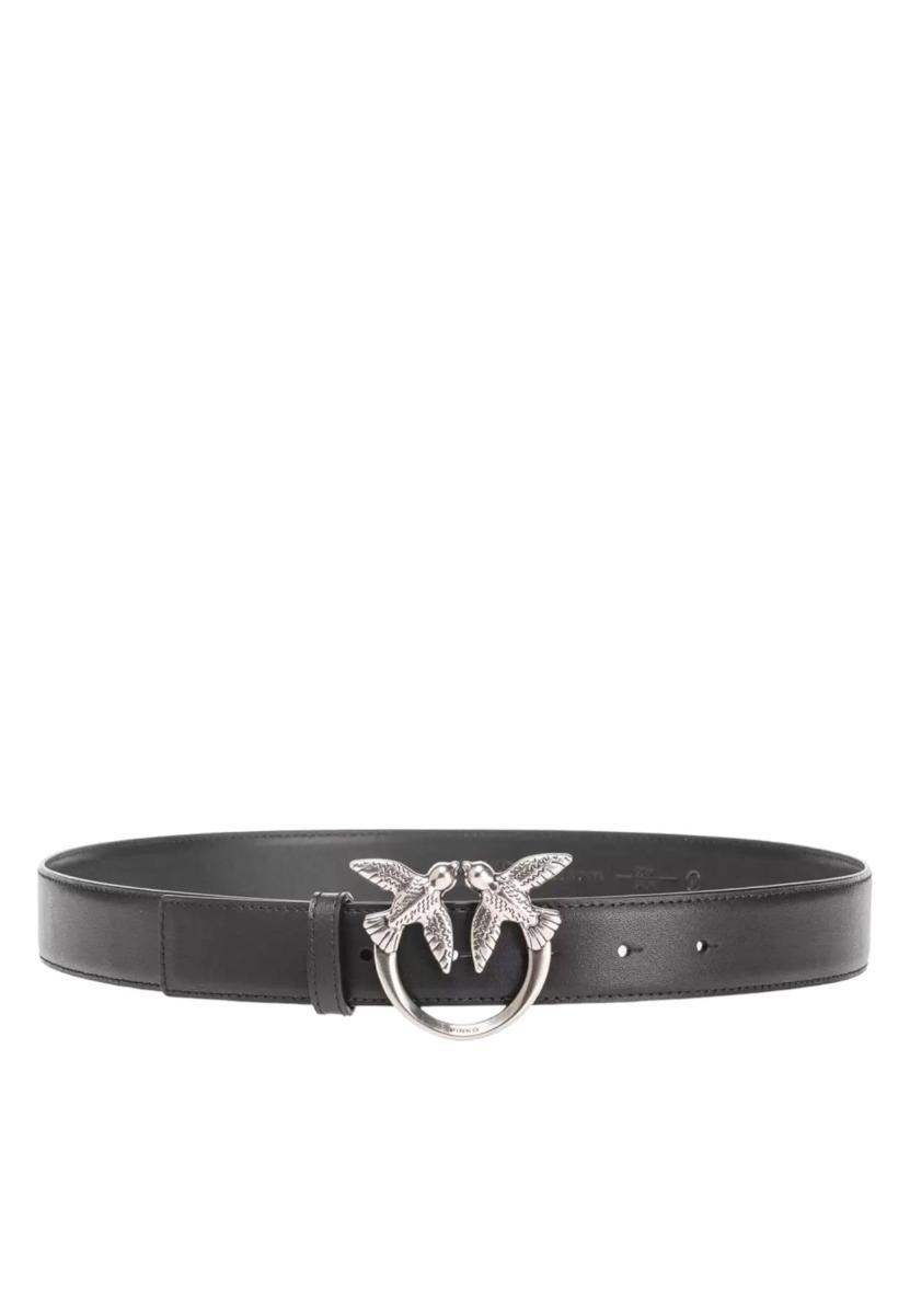 Pinko Love Berry H3 Belt Vitello Seta Cintura Donna (Pacco da 1)-Nero