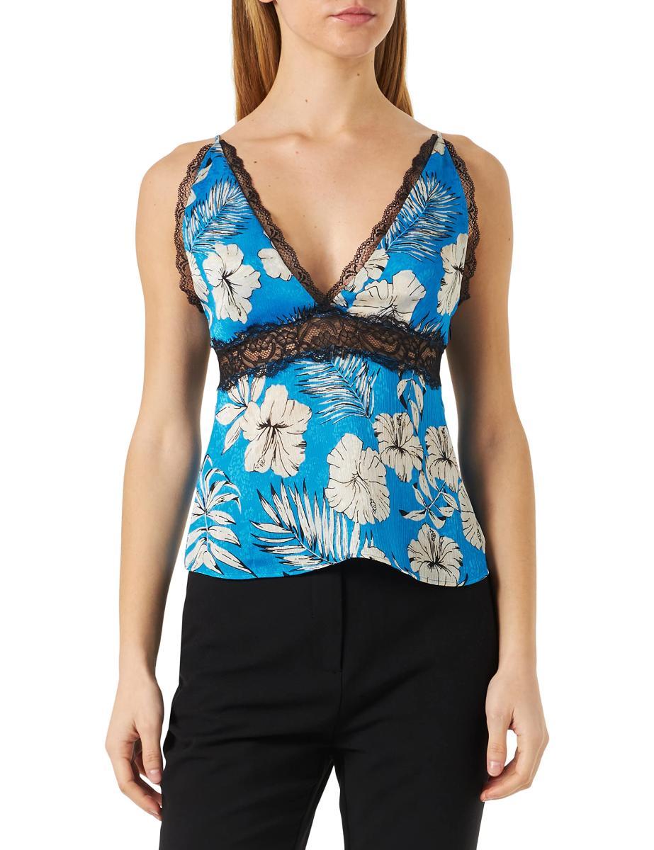 Pinko Trovato Top Jaquard Stampa Fio Canottiera Donna-Turchese/Burro/Nero