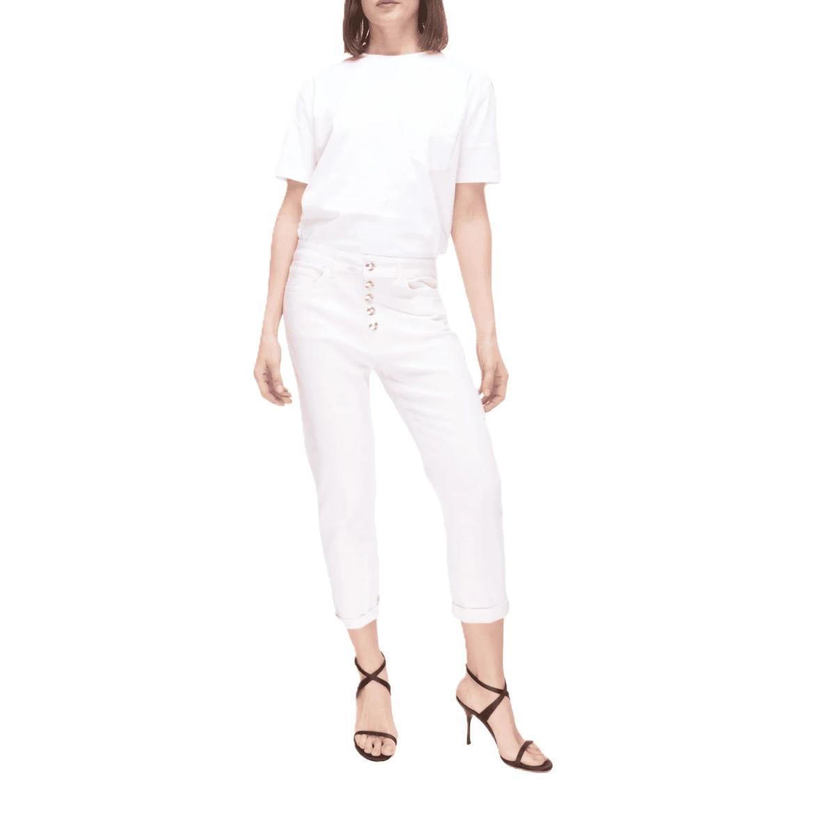 DONDUP Pantalone Bianco Koons Bot Gioie in Misto Cotone da Donna