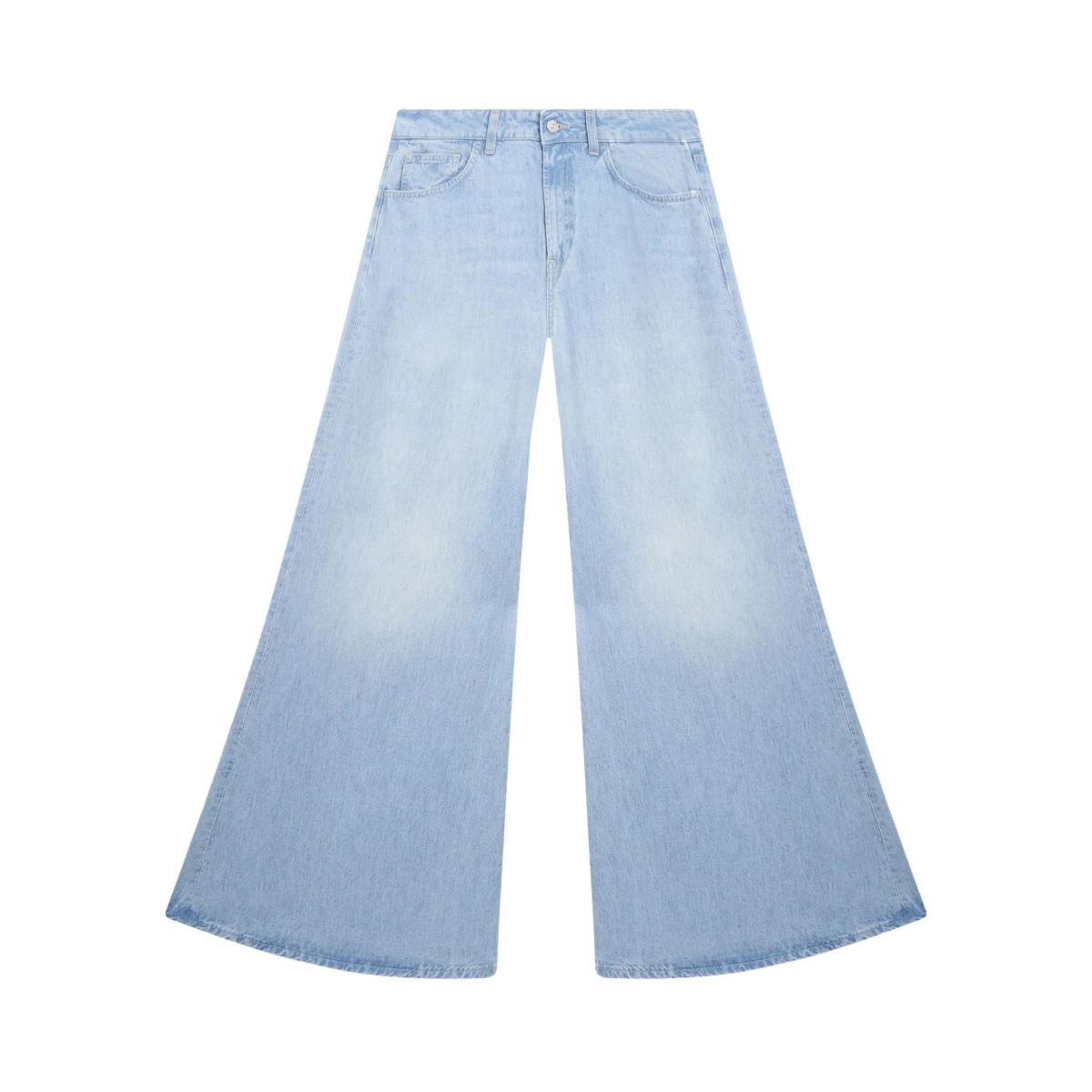 Pantalone Donna Marlen wide leg in denim-Denim