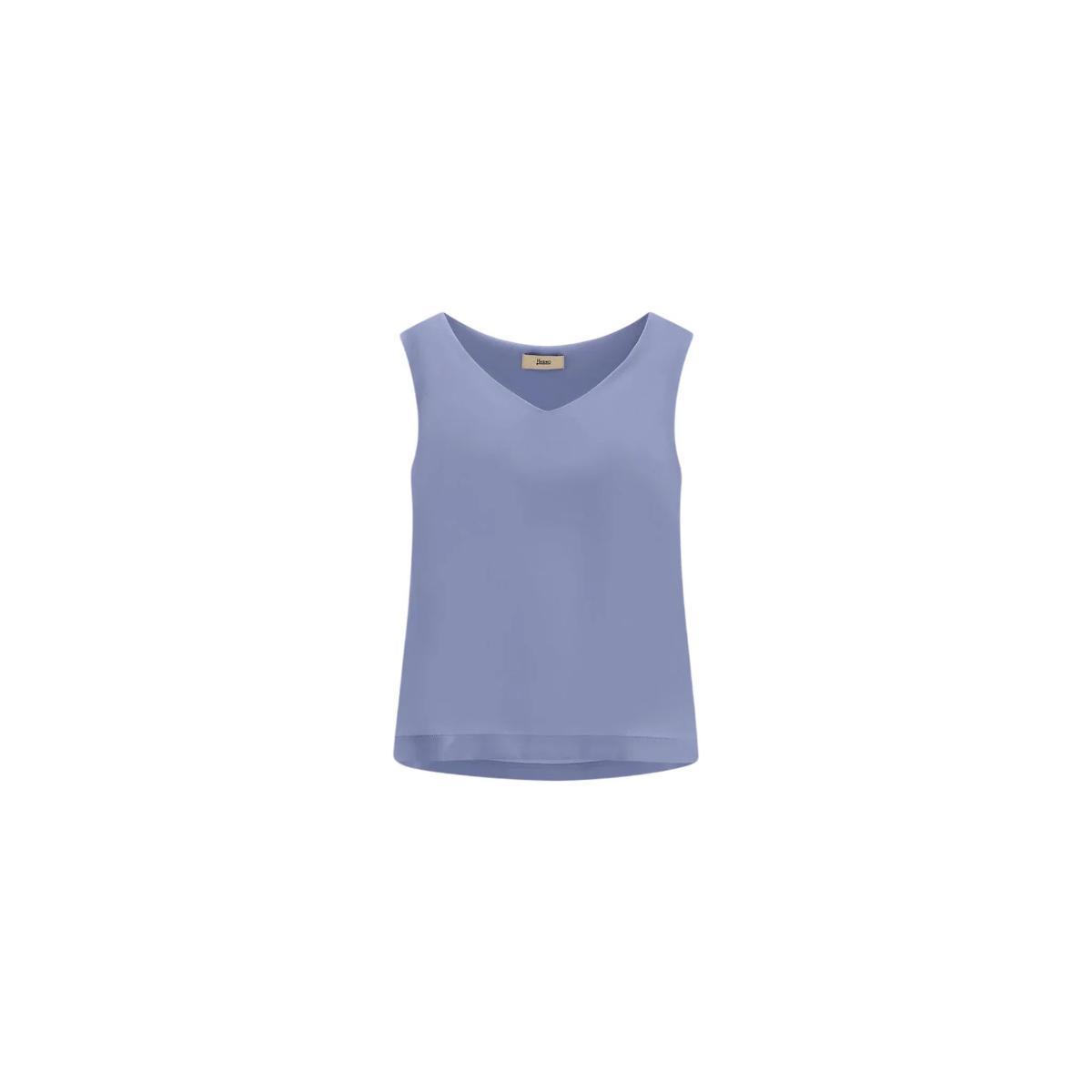 Top Donna smanicato con scollo V-Azzurro