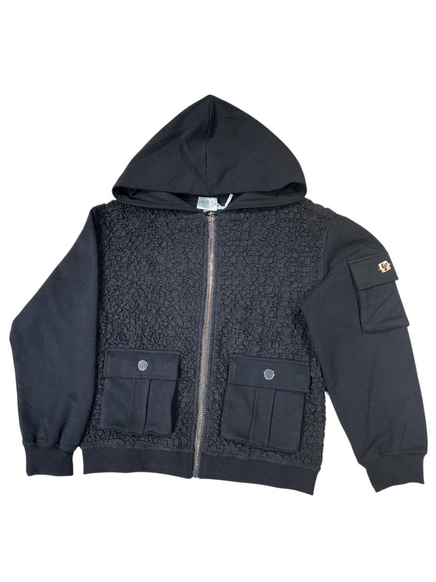 FREDDY - Felpa Junior in stile teddy con cappuccio, cerniera e dettagli dorati