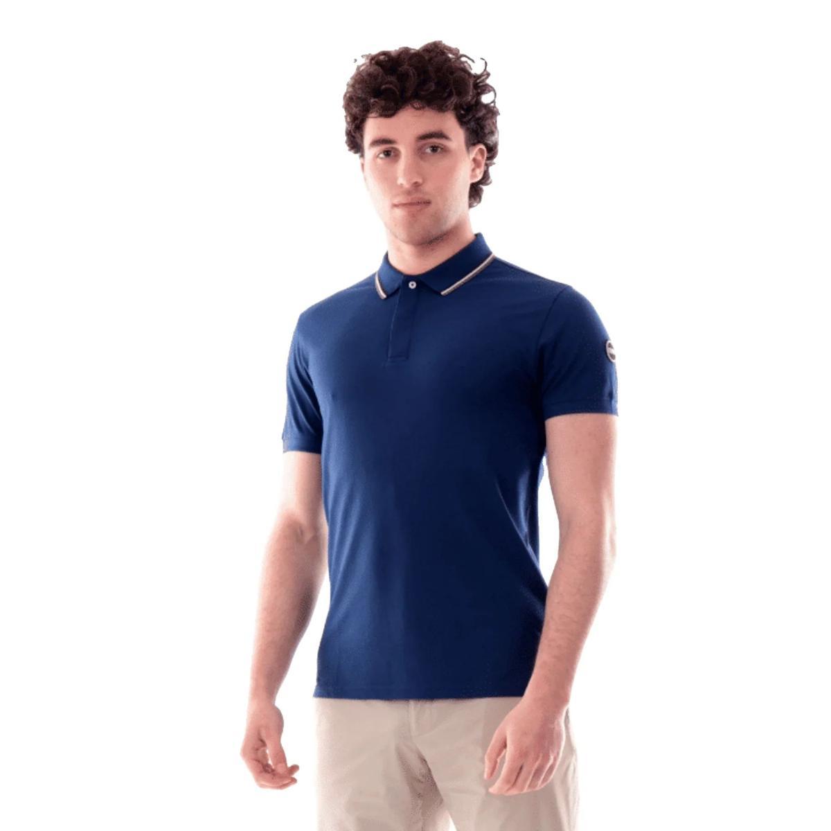 COLMAR Polo in Piqué di Cotone Blu da Uomo-Multicolore