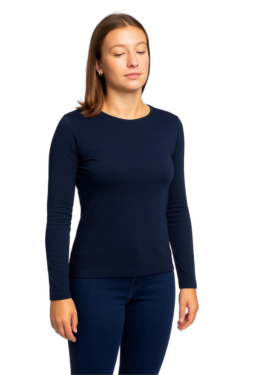 RAGNO Maglia Girocollo Donna Manica Lunga in Caldo Cotone Biologico Caldo e soffice Articolo D274AB BIO ML Giro-Blu