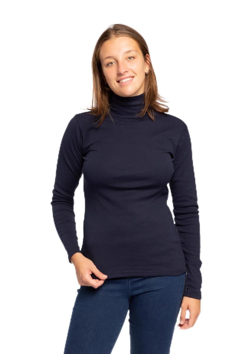RAGNO Lupetto Mezzo Collo Donna Maglia Manica Lunga Caldo Cotone Articolo 07452K-Blu