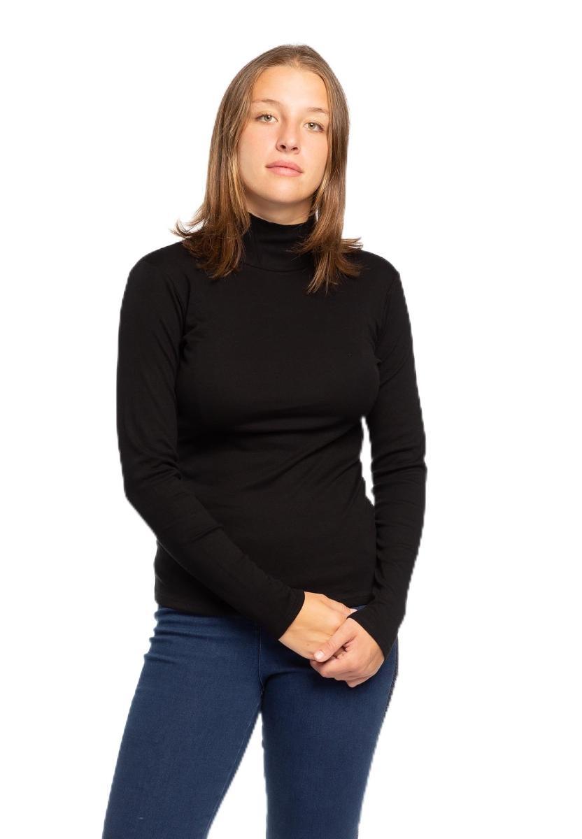 RAGNO Lupetto Mezzo Collo Donna Maglia Manica Lunga Caldo Cotone Articolo 07452K-Nero