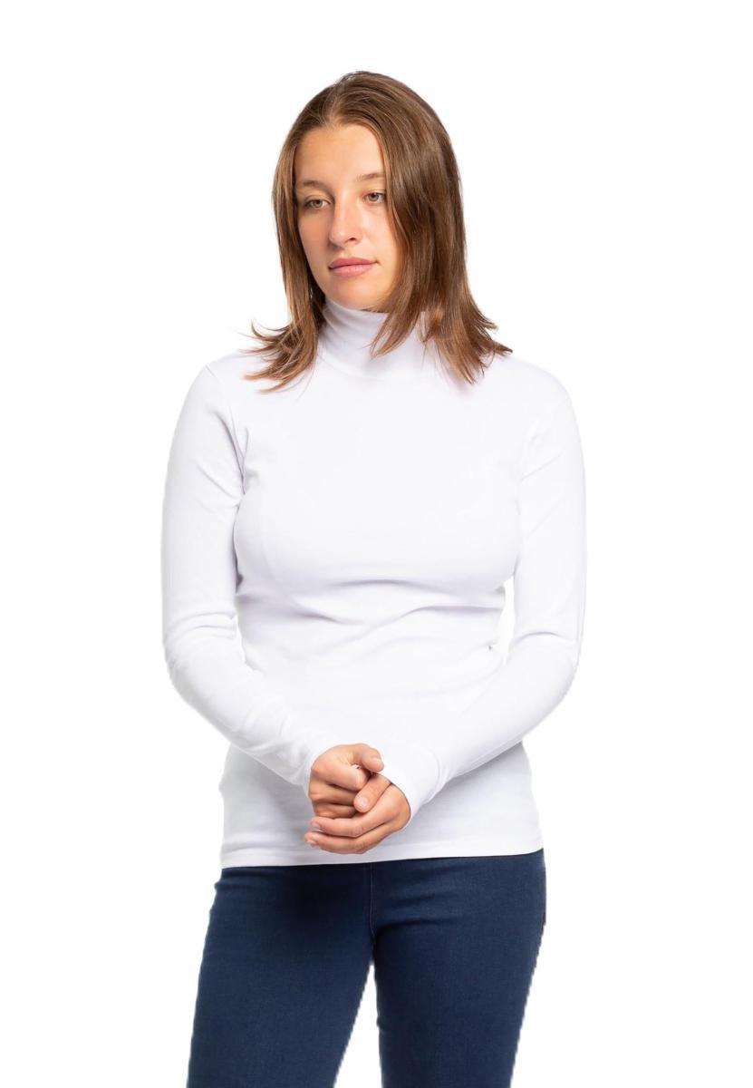 RAGNO Lupetto Mezzo Collo Donna Maglia Manica Lunga Caldo Cotone Articolo 07452K-Bianco