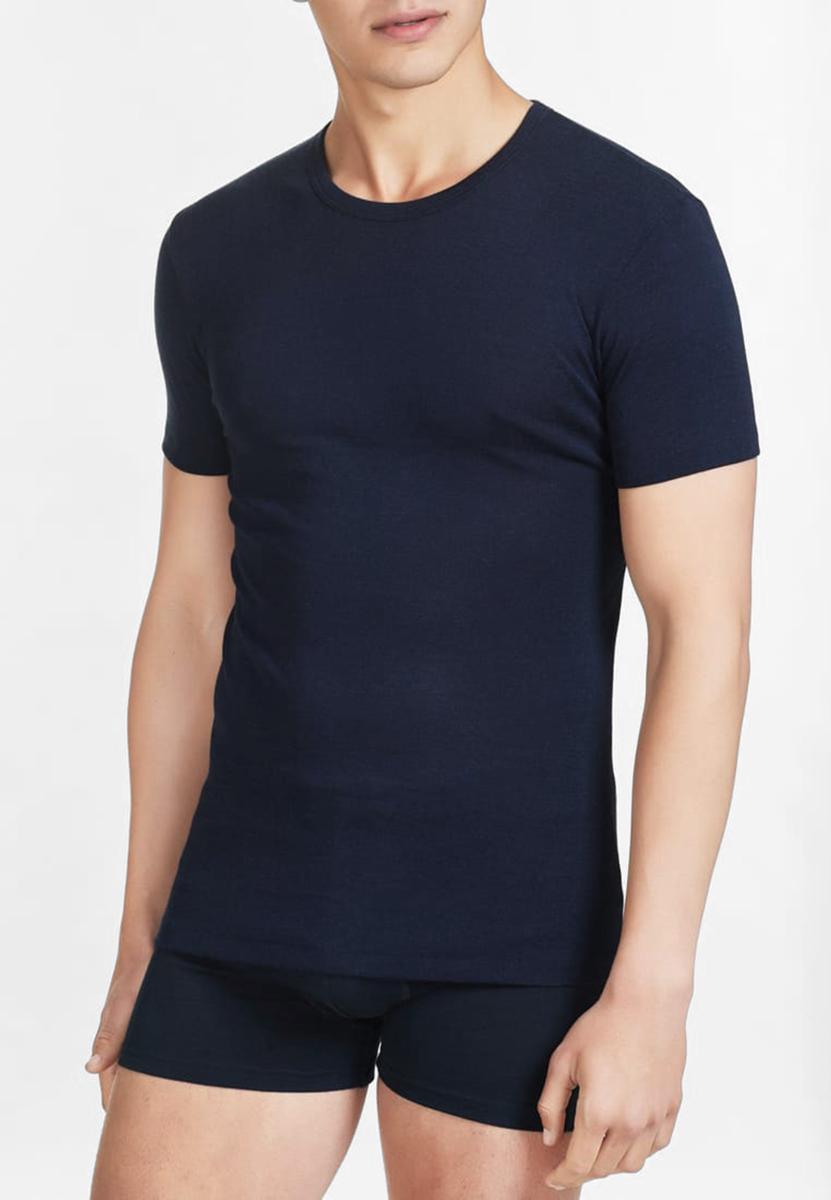 RAGNO Camiciola Canottiera Uomo Manica Corta Girocollo Wool & Silk WSK Articolo 601597 Lana e Seta-Blu