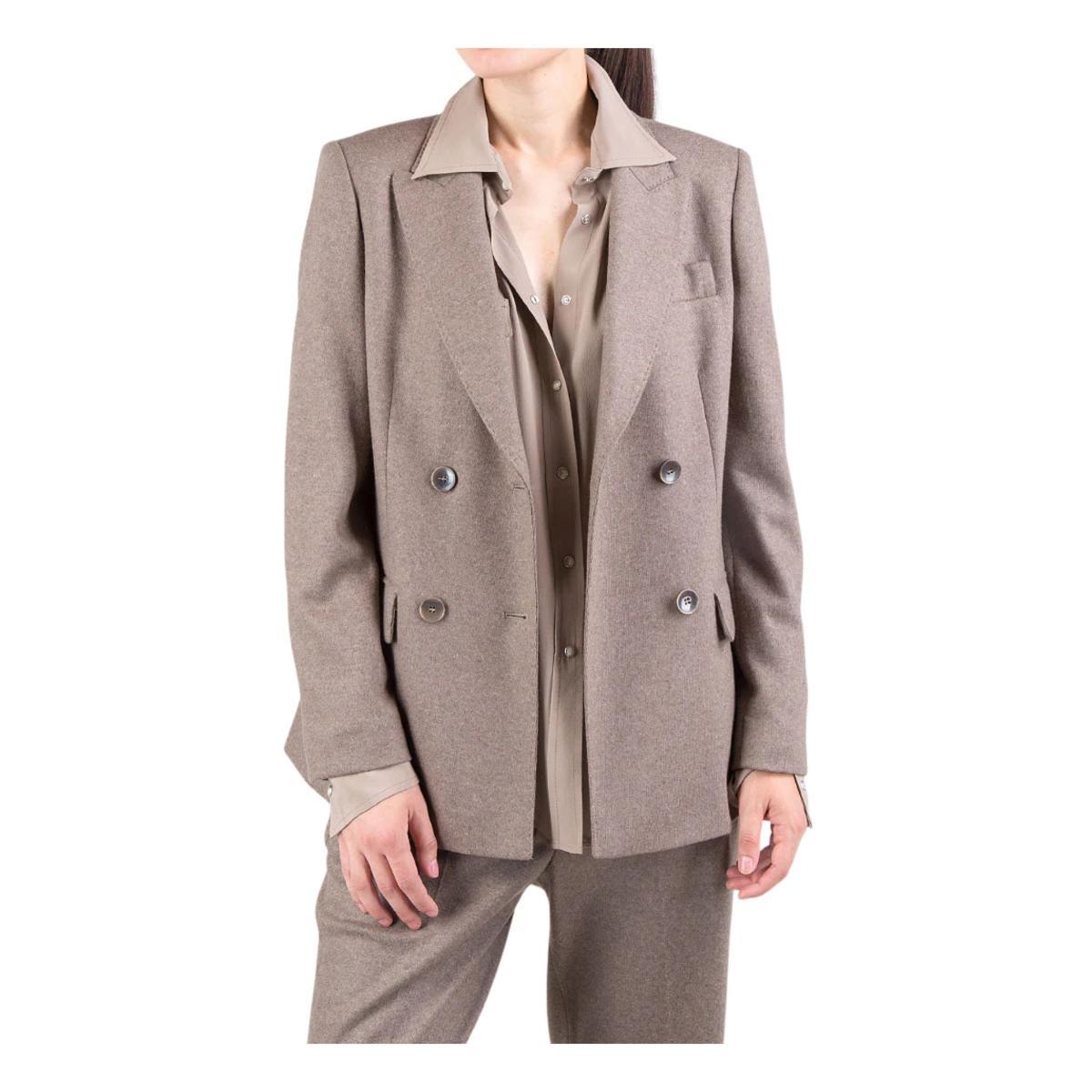 Blazer Donna doppiopetto con patte-Marrone
