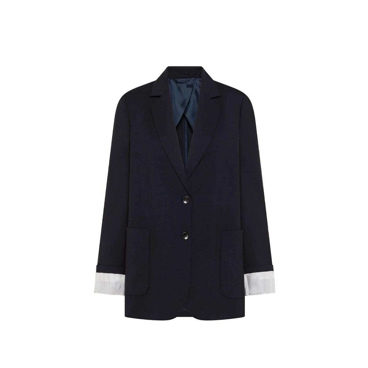 SEVENTY Blazer Lungo Donna in Lana Elasticizzata-Blu