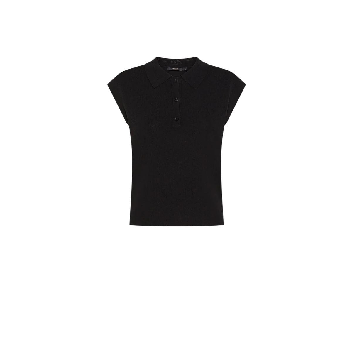 Polo Donna senza maniche Slim Nero