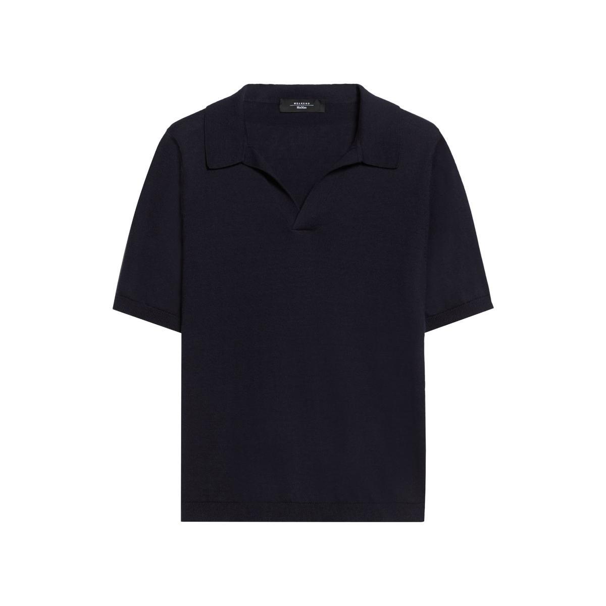 Polo Donna Blu in misto seta