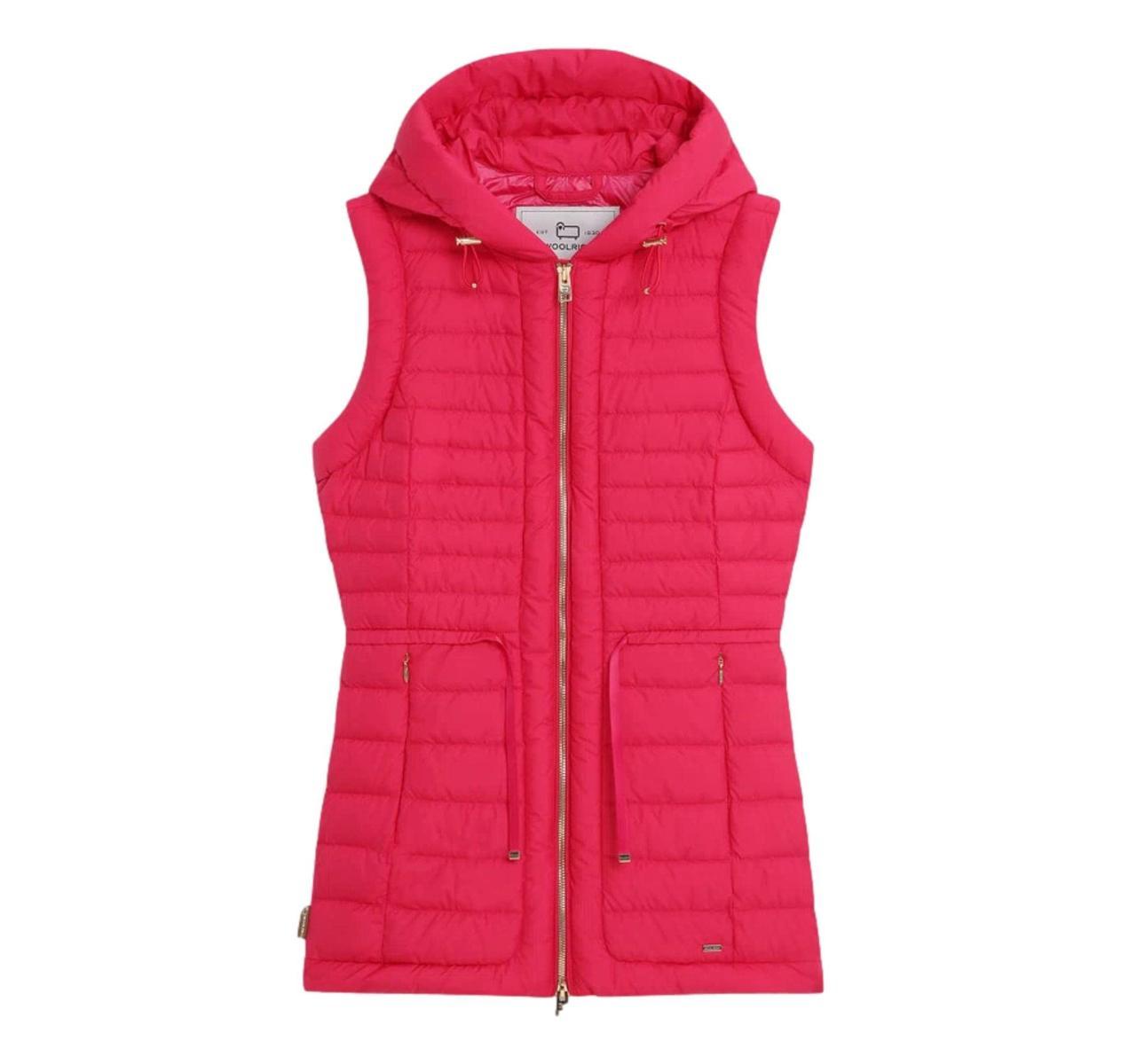 WOOLRICH Gilet Donna Hibiscus Vest con Cappuccio Fucsia CFWWVE0015FRUT2635-Fucsia