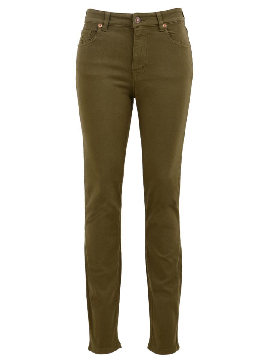 Jeans donna verde slim-Verde