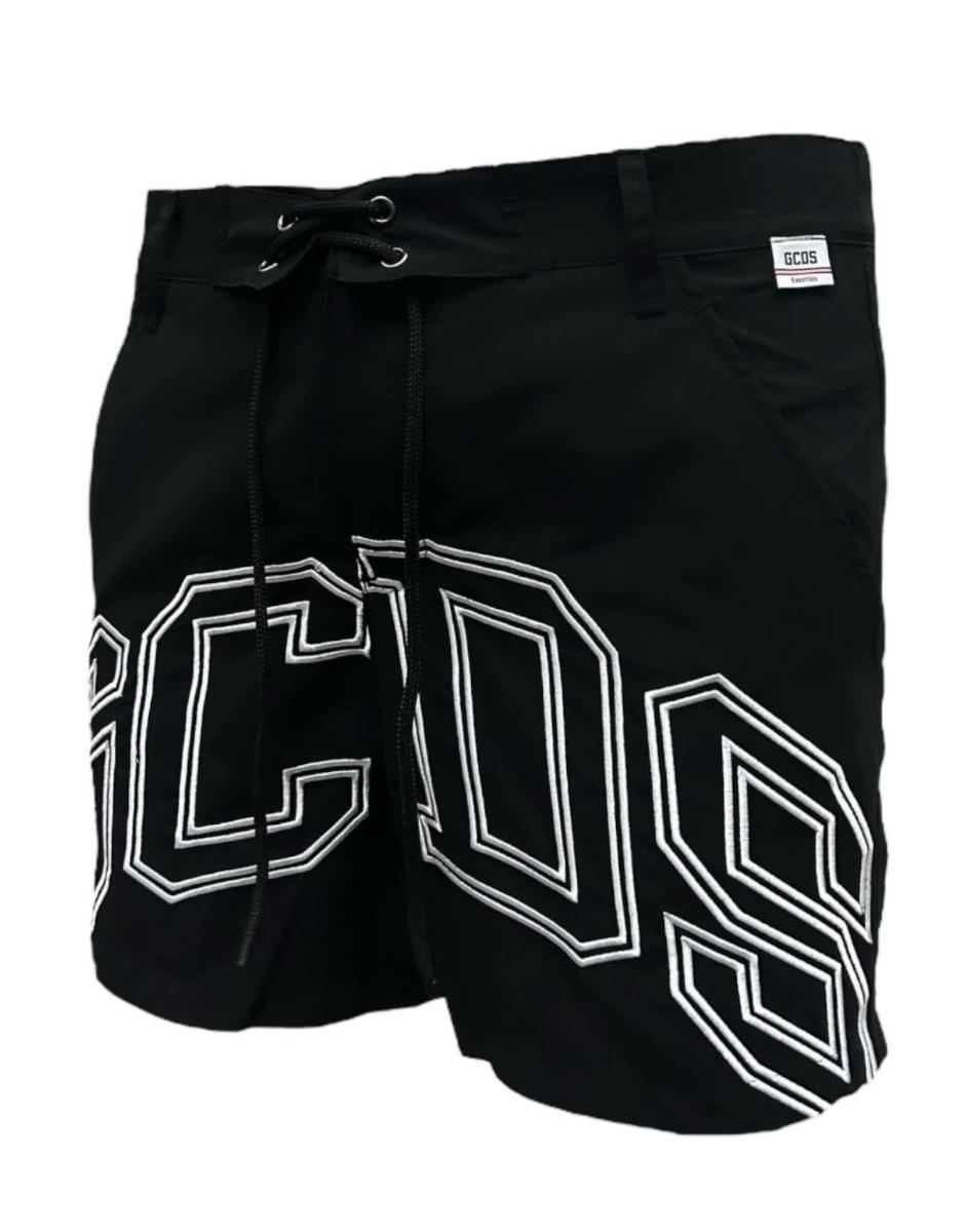 Gcds Essentials Boxer Da Mare Black Con Logo Gcds Lounge-Nero