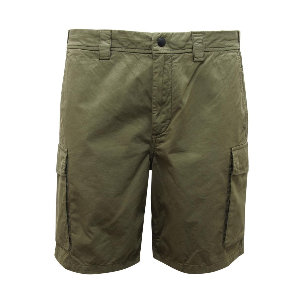 P1476 BERMUDA UOMO WOOLRICH MAN GARMENT DYED CARGO SHORTS GREEN-Verde