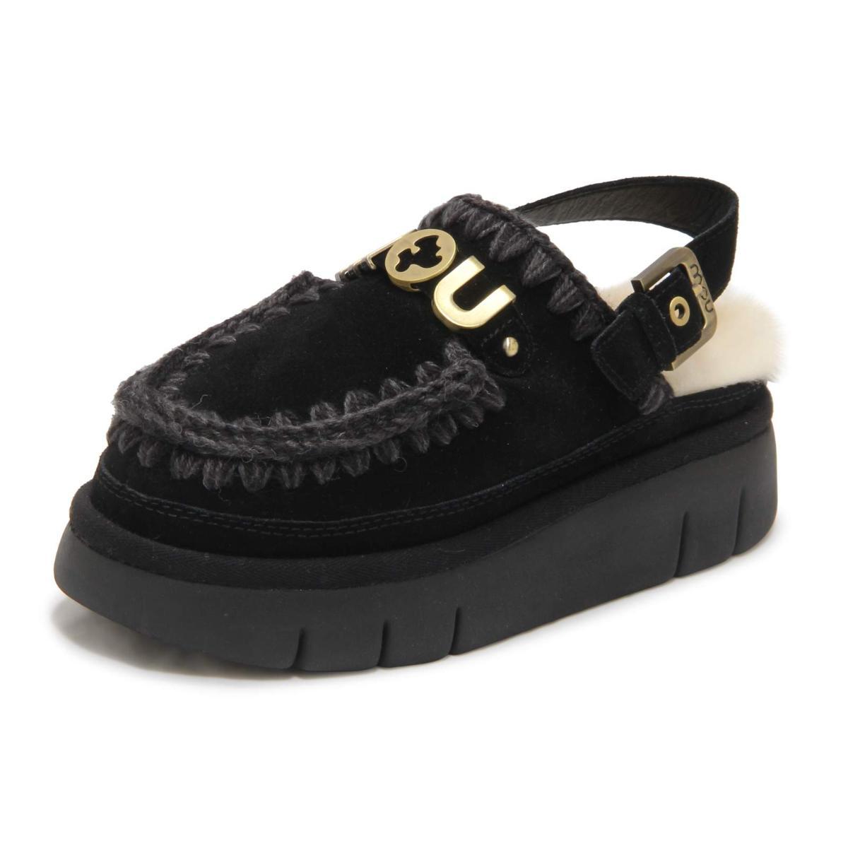 P5055 CIABATTA DONNA MOU BOUNCE CLOG BACK STRAP WOMAN SHOES-Nero