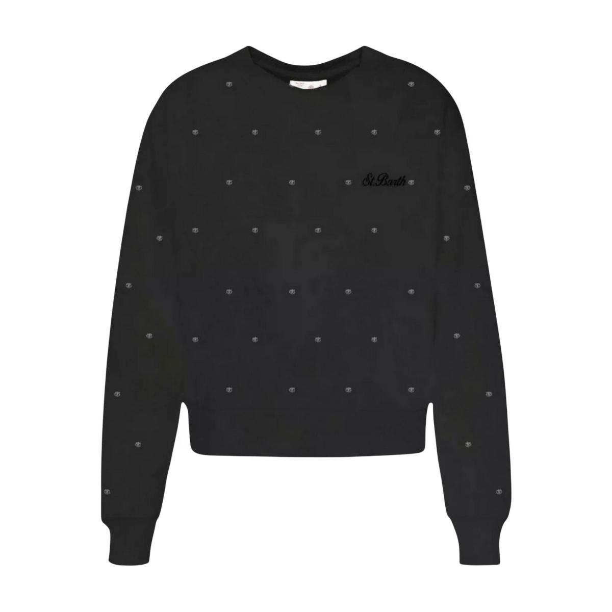 Felpa Donna Nera Casey strass-Nero