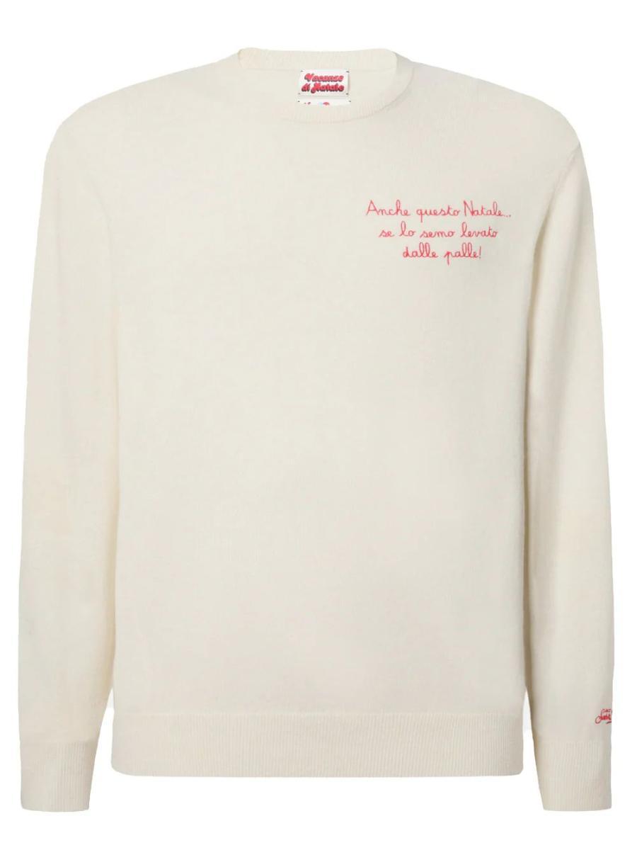 Mc2 Saint Barth Uomo Maglione A Girocollo Lana HER0024-Bianco ottico