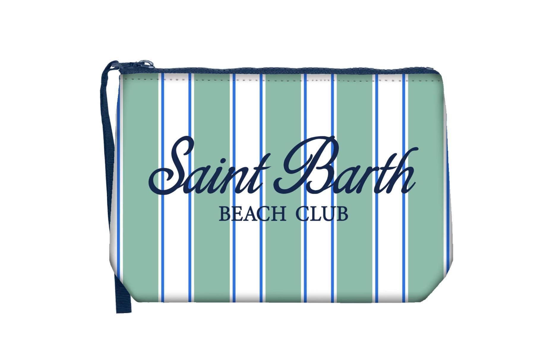 MC2 SAINT BARTH Pochette Aline Unisex a righe bianca e verde acqua