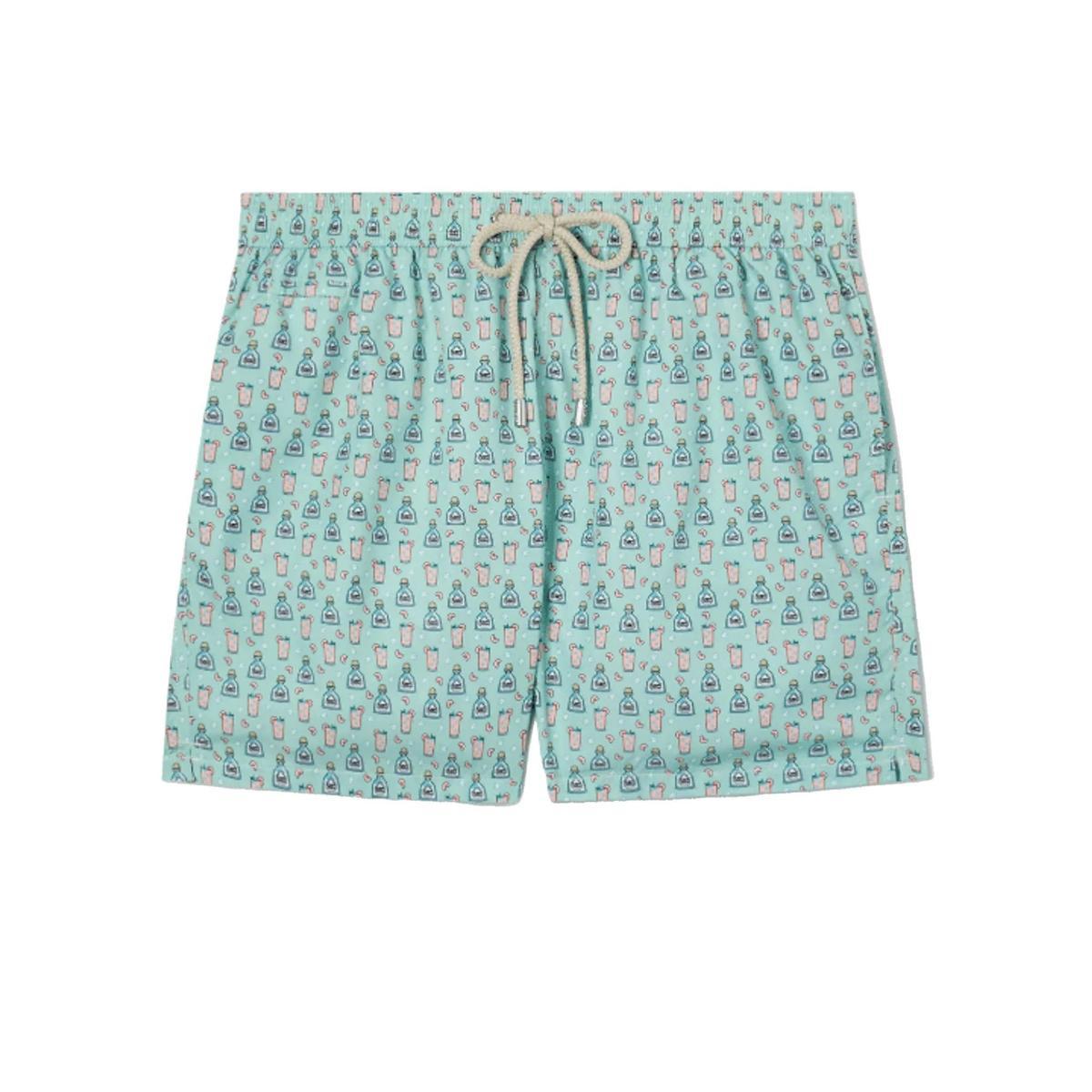 MC2 Saint Barth - Pantaloncini da bagno in micro pantaloncini da bagno verde chiaro con stampa Paloma all-over-Verde acqua
