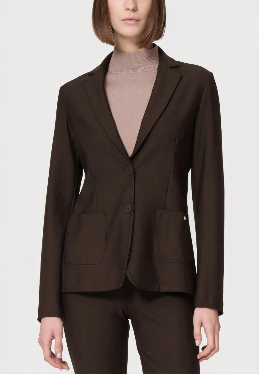 Blazer Compatto Nero con Due Bottoni by Ragno-Marrone