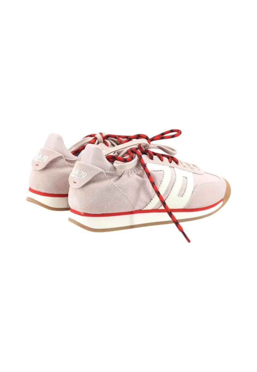 Back 70 Donna Sneaker Rocket in camoscio e Nylon Rosa Nude con Doppio Laccio-Rosa