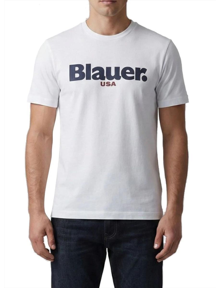 Blauer T-Shirt Ernst-Bianco neve