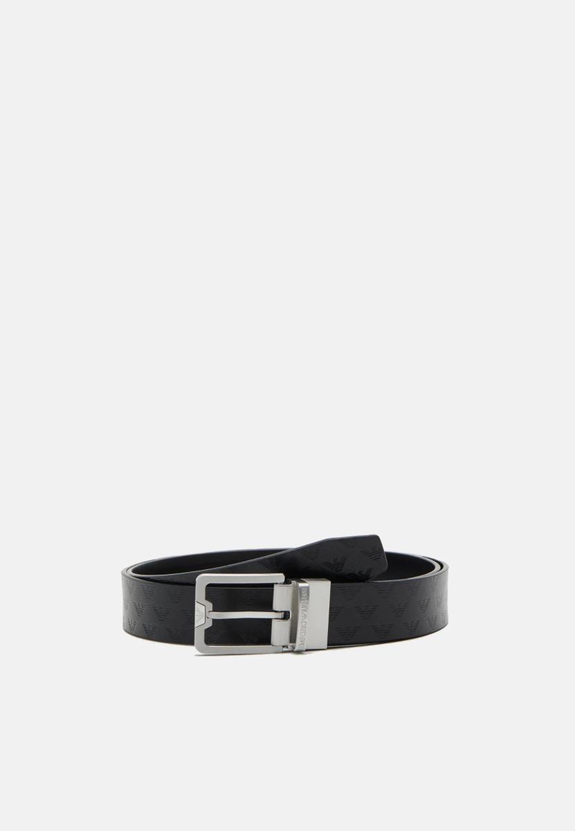 Emporio Armani Cintura In Pelle Embossed Eagle All Over