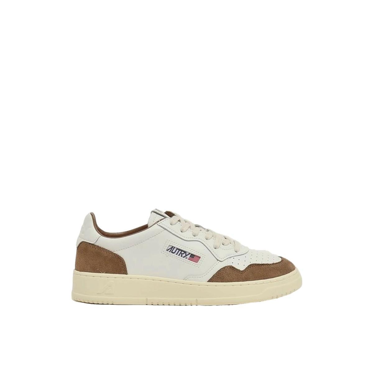 Sneakers Uomo Medalist Low in pelle e suede bianco/marrone-Bianco