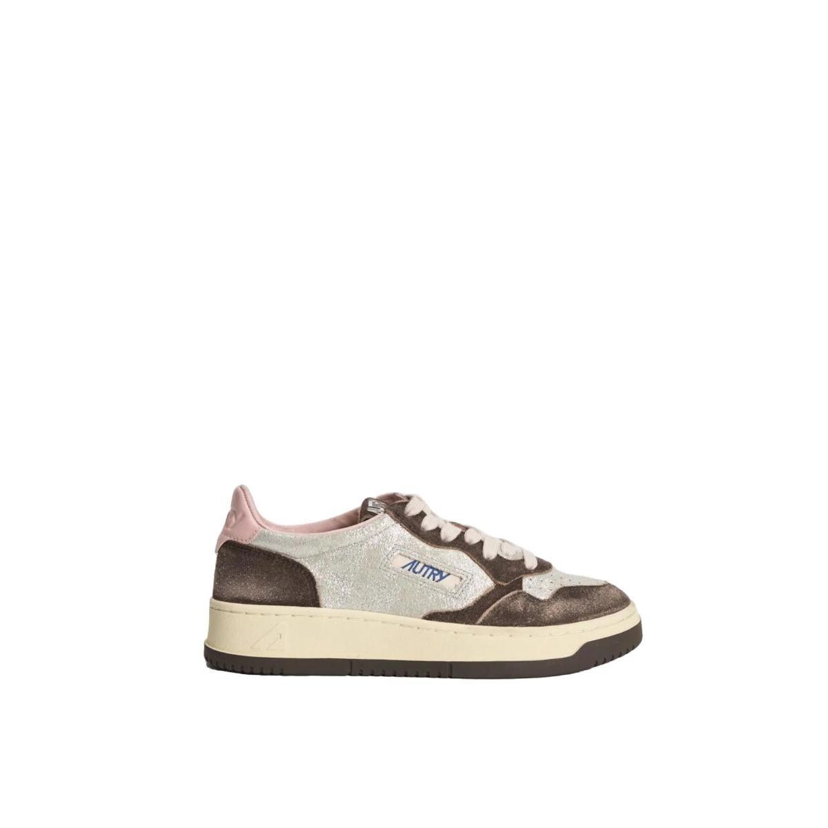 Sneakers Donna Medalist Low in suede argento/marrone-Bicolor